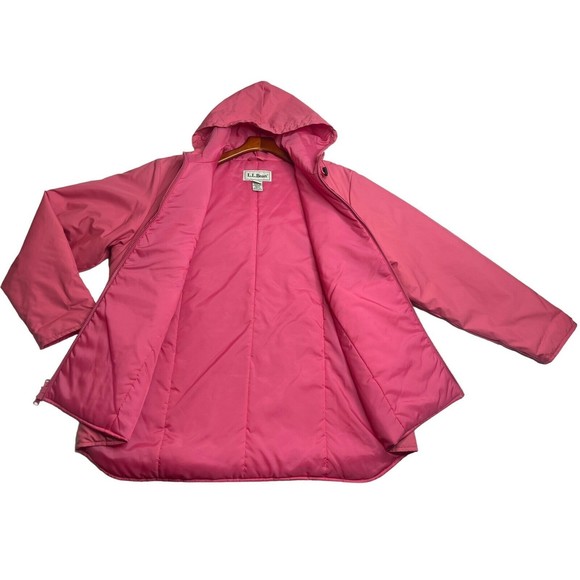 L.L Bean Women’s Rain Wind JacketFull Zip Hooded‎ Pink Windbreaker Reg XL - Picture 9 of 10